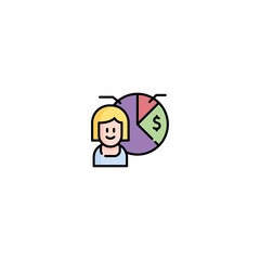 colored flat chart icon. infographic modern vector illustration. Pixel Perfect