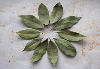 A circle made of bay leaves