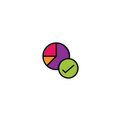 colored flat chart icon. infographic modern vector illustration. Pixel Perfect