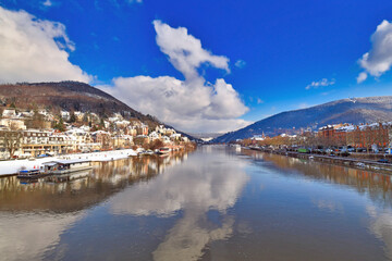 Heidelberg, Germany - Beautiful view on Odenwald forest hills with historical castle and neckar...
