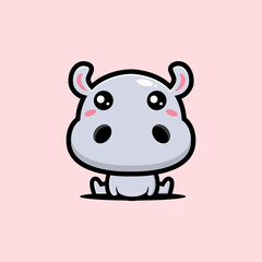 vector design of cute cartoon hippo sitting