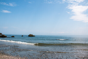 風景素材　二見浦の青空と太平洋