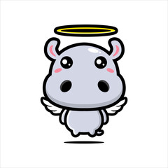cartoon cute hippopotamus angel vector design