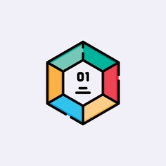 colored flat chart icon. infographic modern vector illustration. Pixel Perfect
