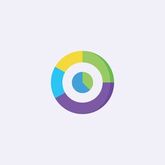 colored flat chart icon. infographic modern vector illustration. Pixel Perfect