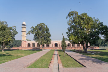 Landscape view of mughal emperor Jahangir's tomb in Char Bagh garden, Lahore, Punjab, Pakistan