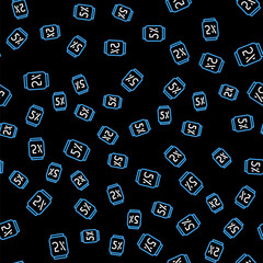 Line Beer can icon isolated seamless pattern on black background. Vector.