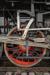 
detail of an old steam locomotive