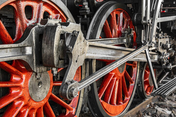
detail of an old steam locomotive