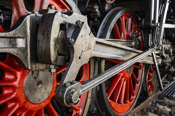 
detail of an old steam locomotive