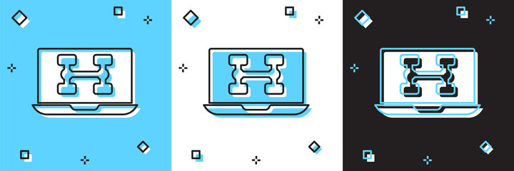 Set Hardware diagnostics condition of car icon isolated on blue and white, black background. Car service and repair parts. Vector.