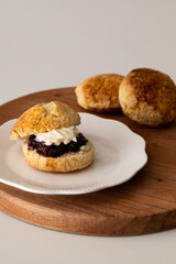 homemade scones with clotted cream and jam