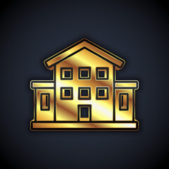 Gold House icon isolated on black background. Home symbol. Vector.