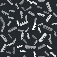 Grey French baguette bread icon isolated seamless pattern on black background. Vector.
