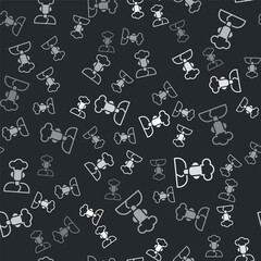 Grey Cook icon isolated seamless pattern on black background. Chef symbol. Vector.