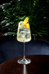 cocktail with ice and lime