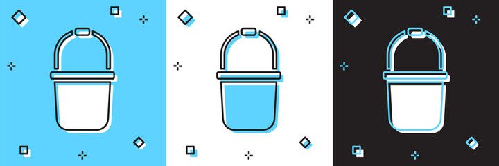 Set Sauna bucket icon isolated on blue and white, black background. Vector.