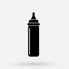 Feeding bottle icon in black flat style, baby symbol, milk bottle icon vector illustration.