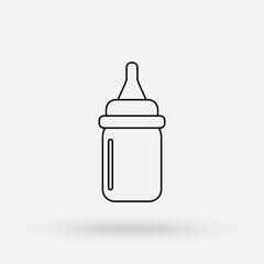 Baby Bottle Milk Minimalist Flat Color Line Stroke Icon Pictogram Symbol. Vector illustration.