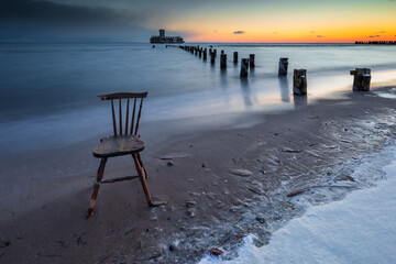 Fototapeta na wymiar Winter landscape at the sea in Poland.