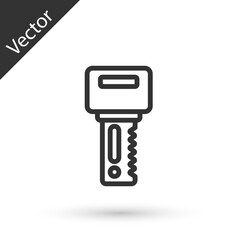 Grey line Car key with remote icon isolated on white background. Car key and alarm system. Vector.