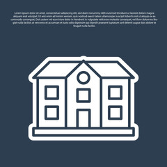 Blue line House icon isolated on blue background. Home symbol. Vector.