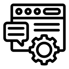 
Bubble with cogwheel denoting linear icon of chat settings 
