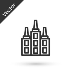Grey line Skyscraper icon isolated on white background. Metropolis architecture panoramic landscape. Vector.