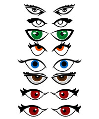 set of human eyes in cartoon style