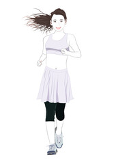 髪をなびかせ走る女性ランナーイラスト