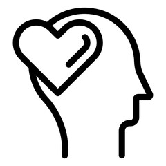 Obraz premium Heart in head, line icon of passion 