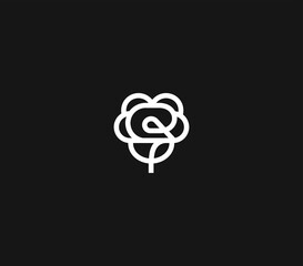 letter R rose logo design element