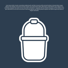 Blue line Sauna bucket icon isolated on blue background. Vector.