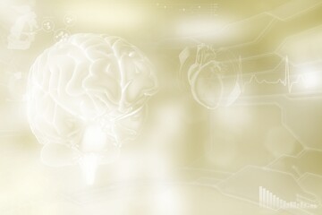 Human brain, brain surgery analysis concept - very detailed hi-tech texture, medical 3D illustration