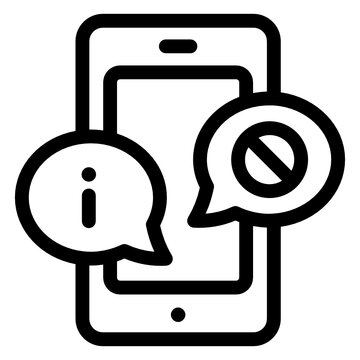 
Exclamation with mobile denoting linear icon of chat errors 
