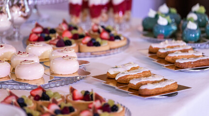 wedding reception table, candy bars, holiday sweets