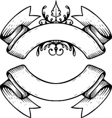 wavy outline ribbon scroll banner vintage design