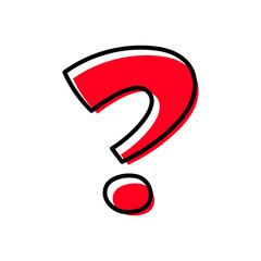 Question mark. Isolated on white background. Red question mark. Cartoon style. Vector graphics.