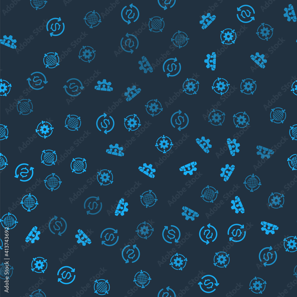 Poster set return of investment, project team base, outsourcing concept and on seamless pattern. vector.