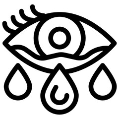 
Drops with eye, linear design of crying eye icon
