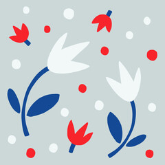 Hand drawn floral pattern. Illustration for postcard, poster, decor, fabric