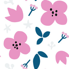Hand drawn floral pattern. Illustration for postcard, poster, decor, fabric