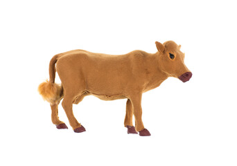 toy brown cow isolated on white background