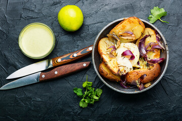 Baked potatoes with cheese
