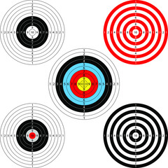 round target for air guns, vector drawing, 5 types