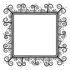 Square shaped floral border, 1. Vector illustration in black line on white background of a square border in floral style.