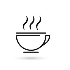 Hot coffee or tea cup line art icon for apps and websites