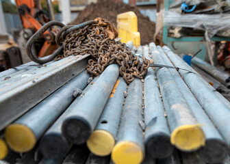 The falsework Decking system legs for construction of suspended reinforced concrete slab