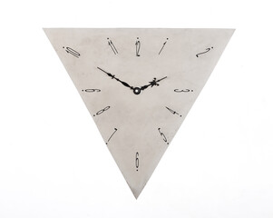 triangular clock dial isolated on white background