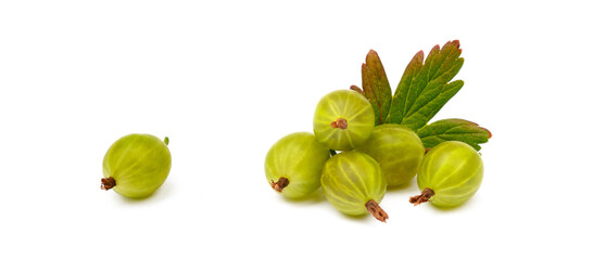 Fresh ripe gooseberries isolated on a white background